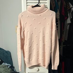 Eloquii Light Pink Textured Turtleneck Sweater